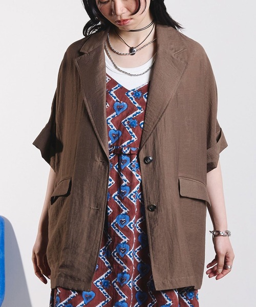 ROSE BUD(ローズバッド)の「S/S JACKET(テーラードジャケット・レディース・ブラック/ベージュ/ブラウン・ONE SIZE)」の2枚目の写真
