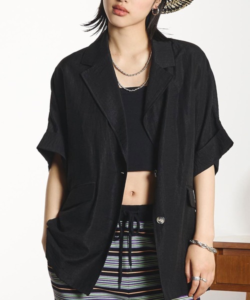 ROSE BUD(ローズバッド)の「S/S JACKET(テーラードジャケット・レディース・ブラック/ベージュ/ブラウン・ONE SIZE)」の1枚目の写真