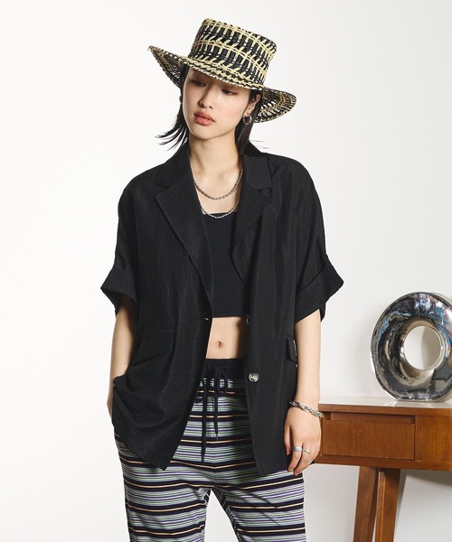 ROSE BUD(ローズバッド)の「S/S JACKET(テーラードジャケット・レディース・ブラック/ベージュ/ブラウン・ONE SIZE)」の6枚目の写真