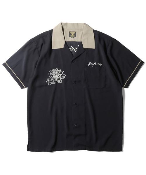 HOUSTON(ヒューストン)の「HOUSTON ステッチ刺繍オープンカラーシャツ(TIGER)(シャツ/ブラウス・メンズ・ピンク/オリーブ/ブラック・XX-LARGE/X-LARGE/LARGE/MEDIUM)」の1枚目の写真