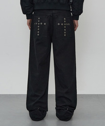 EYELET CROSS POCKET PANTS (BLACK)