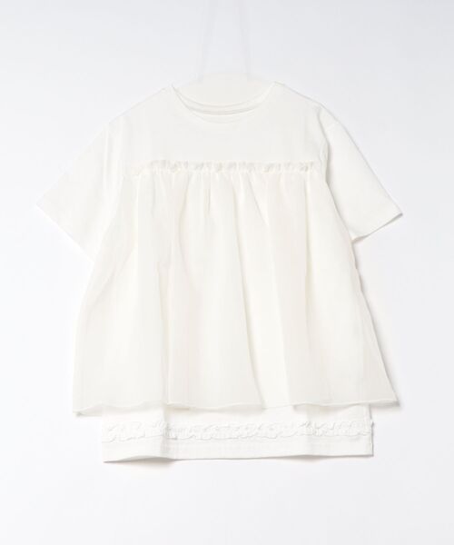 Bshop(ビショップ)の「eunoia|オーガンジー レイヤードTシャツ WOMEN(Tシャツ/カットソー・レディース・ホワイト/ブラック・ONE)」の1枚目の写真