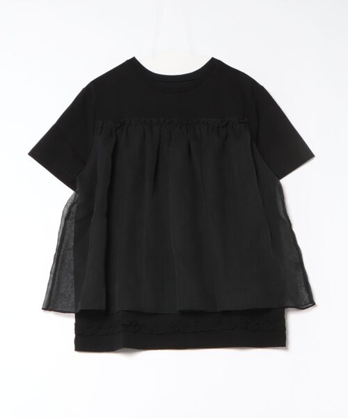 Bshop(ビショップ)の「eunoia|オーガンジー レイヤードTシャツ WOMEN(Tシャツ/カットソー・レディース・ホワイト/ブラック・ONE)」の2枚目の写真