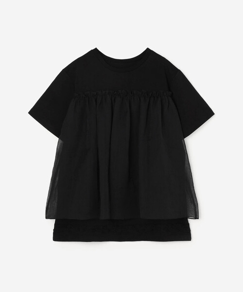 Bshop(ビショップ)の「eunoia|オーガンジー レイヤードTシャツ WOMEN(Tシャツ/カットソー・レディース・ホワイト/ブラック・ONE)」の3枚目の写真