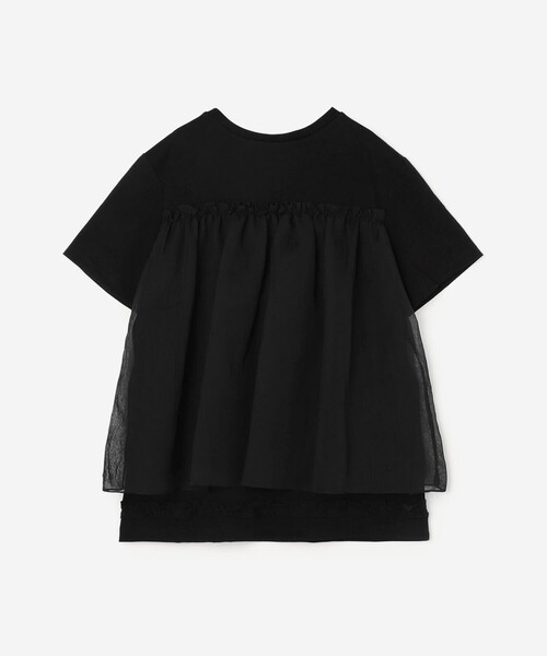 Bshop(ビショップ)の「eunoia|オーガンジー レイヤードTシャツ WOMEN(Tシャツ/カットソー・レディース・ホワイト/ブラック・ONE)」の4枚目の写真