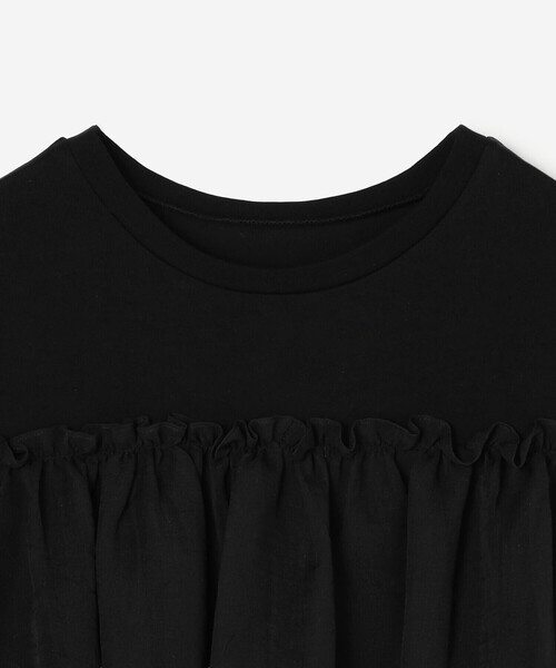 Bshop(ビショップ)の「eunoia|オーガンジー レイヤードTシャツ WOMEN(Tシャツ/カットソー・レディース・ホワイト/ブラック・ONE)」の5枚目の写真