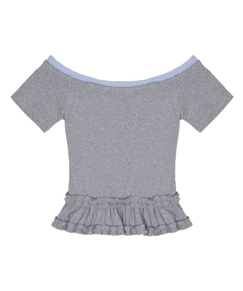 NICK&NICOLE（ニックアンドニコール）の「OFF-SHOULDER FRILL CROP TOP_GRAY（Tシャツ/カットソー・レディース・その他・FREE）」の5枚目の写真