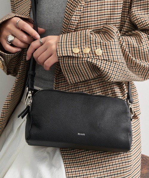 セール】【BEAURE】≪別注≫Triple-Zip Cow Leather Shoulder Bag