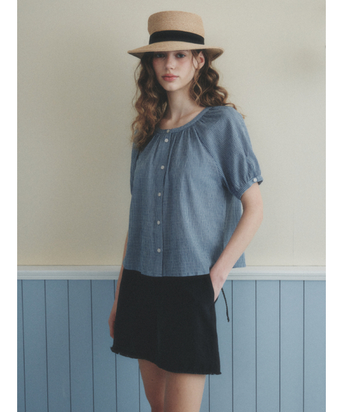 LENINA(レニーナ)の「CHLOE raglan check blouse_BLUE(シャツ/ブラウス・レディース・ブルー・FREE)」の3枚目の写真