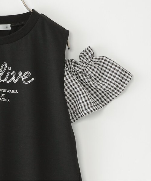 ikka(イッカ)の「袖チェックロープロゴプリントTシャツ(120~160cm)(Tシャツ/カットソー・キッズ・ブラック/オフホワイト・120/130/140/150/160)」の5枚目の写真