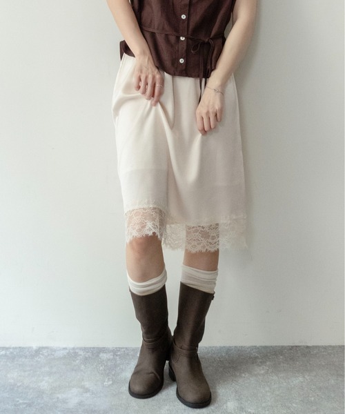on:nue（オンニュ）の「【on:nue】[着用動画あり！] ヴィンテージサテンレーススカート（スカート・レディース・グレー/ベージュ/ブラック・FREE）」の21枚目の写真