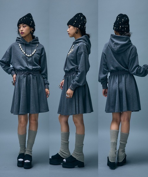 GEVS.(ジェイヴィス)の「フーディスウェットミニワンピース<大きいサイズ有>GEVS.(ワンピース・レディース・チャコール/カーキ・4L/L/M/3L/5L/LL)」の13枚目の写真