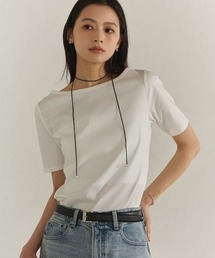 anuans（アニュアンス）の「【WEB限定】シルクタッチコットンボートネックTシャツ（Tシャツ/カットソー）」