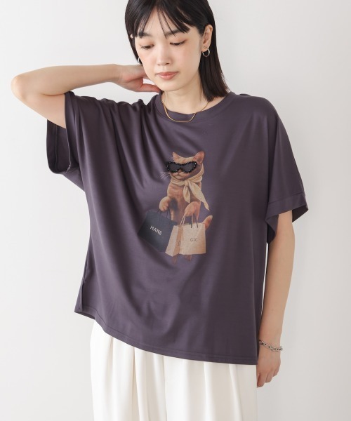 Bou Jeloud(ブージュルード)の「キャットグラフィックTシャツ(Tシャツ/カットソー・レディース・ベージュ/オフホワイト/チャコールグレー・FREE)」の15枚目の写真
