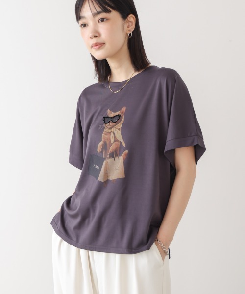 Bou Jeloud(ブージュルード)の「キャットグラフィックTシャツ(Tシャツ/カットソー・レディース・ベージュ/オフホワイト/チャコールグレー・FREE)」の17枚目の写真