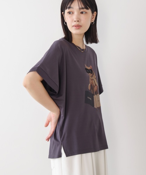 Bou Jeloud(ブージュルード)の「キャットグラフィックTシャツ(Tシャツ/カットソー・レディース・ベージュ/オフホワイト/チャコールグレー・FREE)」の18枚目の写真