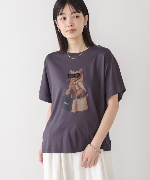 Bou Jeloud(ブージュルード)の「キャットグラフィックTシャツ(Tシャツ/カットソー・レディース・ベージュ/オフホワイト/チャコールグレー・FREE)」の21枚目の写真