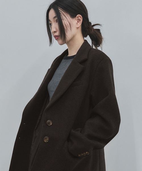 feepur(フェピュール)の「【2size展開】ヘリンボーンウールテーラードジャケット(テーラードジャケット・レディース・ダークブラウン/チャコールグレー・MEDIUM/LARGE)」の2枚目の写真