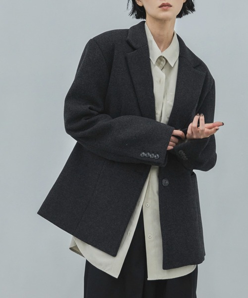 feepur(フェピュール)の「【2size展開】ヘリンボーンウールテーラードジャケット(テーラードジャケット・レディース・ダークブラウン/チャコールグレー・MEDIUM/LARGE)」の1枚目の写真