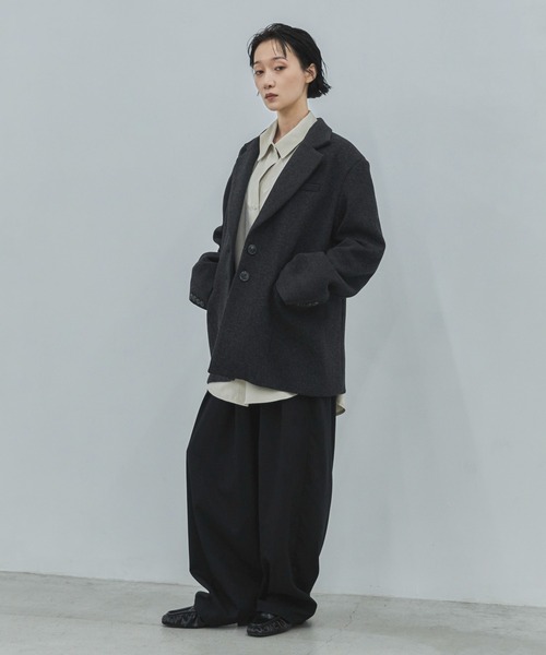 feepur(フェピュール)の「【2size展開】ヘリンボーンウールテーラードジャケット(テーラードジャケット・レディース・ダークブラウン/チャコールグレー・MEDIUM/LARGE)」の5枚目の写真