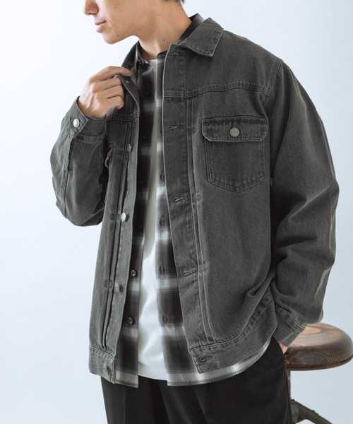ITEMS URBANRESEARCH（アイテムズ アーバンリサーチ）の「SOFT FEEL DENIM 2NDジャケット（デニムジャケット・メンズ・ブラック/グレー/インディゴブルー・MEDIUM/LARGE）」の3枚目の写真