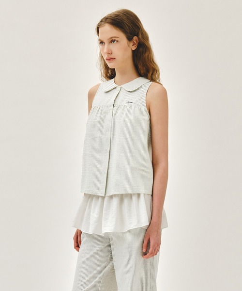 MARITHE + FRANCOIS GIRBAUD（マリテフランソワジルボー）の「W ROUND COLLAR SLEEVELESS BLOUSE（シャツ/ブラウス・レディース・チャコール/アイボリー・MEDIUM/SMALL）」の7枚目の写真