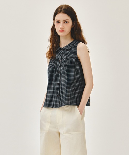 MARITHE + FRANCOIS GIRBAUD（マリテフランソワジルボー）の「W ROUND COLLAR SLEEVELESS BLOUSE（シャツ/ブラウス・レディース・チャコール/アイボリー・MEDIUM/SMALL）」の16枚目の写真