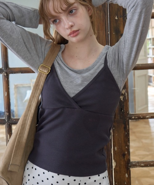 Birthday room(バースデイルーム)の「ビスチェセットロンT/Bustier and Long-Sleeve Tee Set(Tシャツ/カットソー・レディース・グレー/ホワイト・FREE)」の2枚目の写真