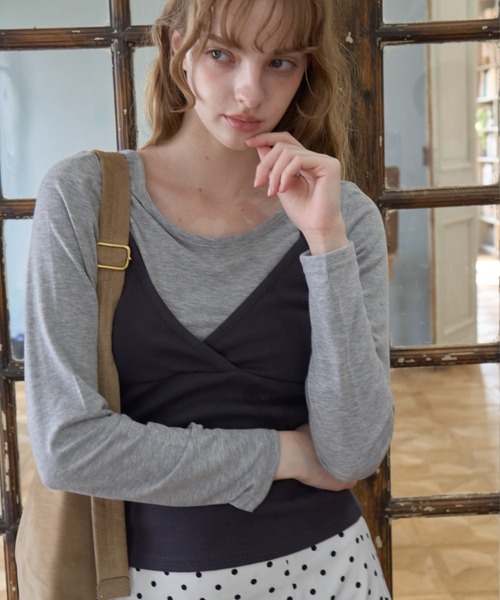 Birthday room(バースデイルーム)の「ビスチェセットロンT/Bustier and Long-Sleeve Tee Set(Tシャツ/カットソー・レディース・グレー/ホワイト・FREE)」の13枚目の写真