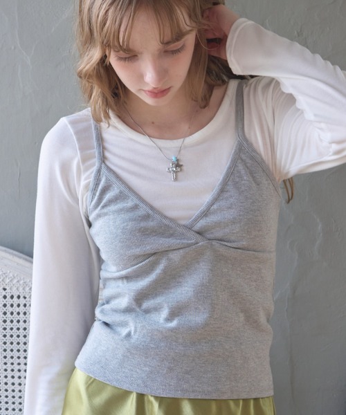 Birthday room(バースデイルーム)の「ビスチェセットロンT/Bustier and Long-Sleeve Tee Set(Tシャツ/カットソー・レディース・グレー/ホワイト・FREE)」の4枚目の写真