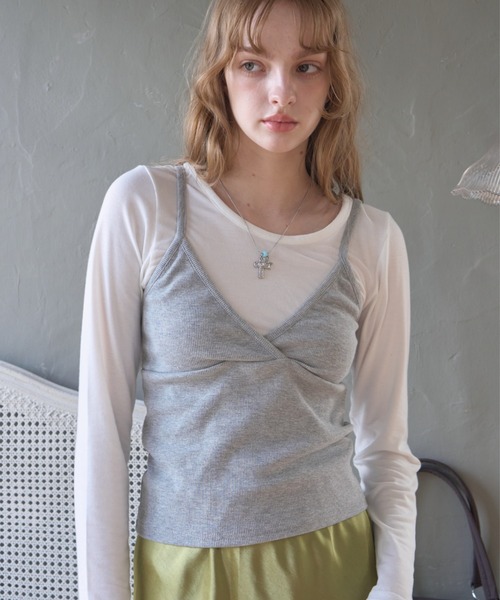 Birthday room(バースデイルーム)の「ビスチェセットロンT/Bustier and Long-Sleeve Tee Set(Tシャツ/カットソー・レディース・グレー/ホワイト・FREE)」の5枚目の写真