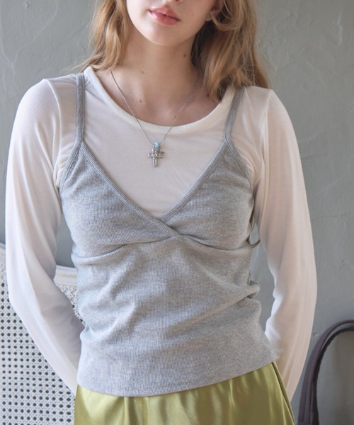 Birthday room(バースデイルーム)の「ビスチェセットロンT/Bustier and Long-Sleeve Tee Set(Tシャツ/カットソー・レディース・グレー/ホワイト・FREE)」の6枚目の写真