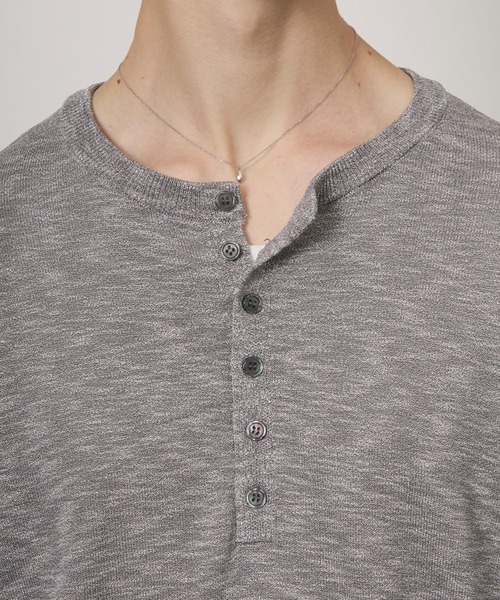 Adoon plain（アドーンプレーン）の「MERANGE SHEER HENRY NECK T / メランジシアーヘンリーネックT（Tシャツ/カットソー・メンズ・チャコールグレー/ライトブルー/ボルドー・MEDIUM/LARGE）」の5枚目の写真