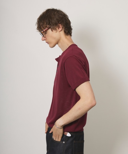Adoon plain（アドーンプレーン）の「MERANGE SHEER HENRY NECK T / メランジシアーヘンリーネックT（Tシャツ/カットソー・メンズ・チャコールグレー/ライトブルー/ボルドー・MEDIUM/LARGE）」の16枚目の写真