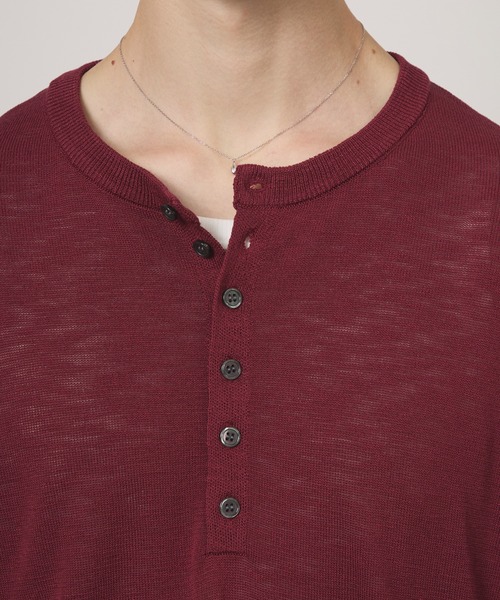 Adoon plain（アドーンプレーン）の「MERANGE SHEER HENRY NECK T / メランジシアーヘンリーネックT（Tシャツ/カットソー・メンズ・チャコールグレー/ライトブルー/ボルドー・MEDIUM/LARGE）」の7枚目の写真