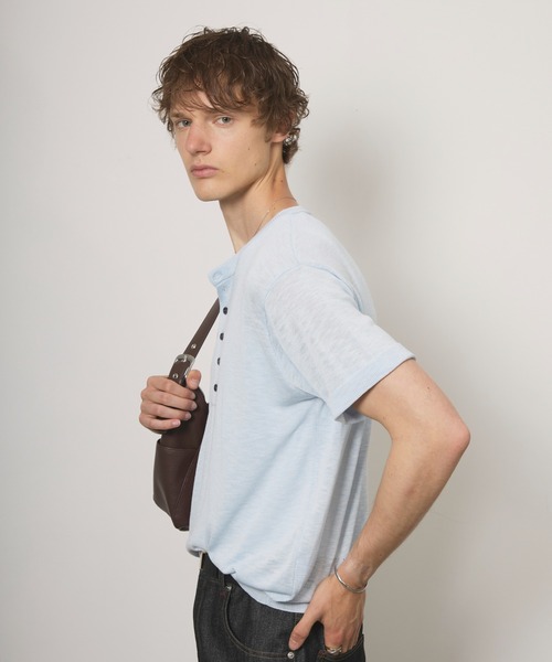 Adoon plain（アドーンプレーン）の「MERANGE SHEER HENRY NECK T / メランジシアーヘンリーネックT（Tシャツ/カットソー・メンズ・チャコールグレー/ライトブルー/ボルドー・MEDIUM/LARGE）」の20枚目の写真