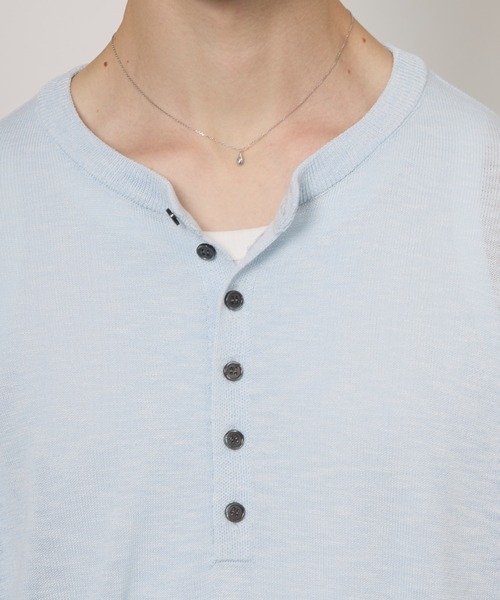 Adoon plain（アドーンプレーン）の「MERANGE SHEER HENRY NECK T / メランジシアーヘンリーネックT（Tシャツ/カットソー・メンズ・チャコールグレー/ライトブルー/ボルドー・MEDIUM/LARGE）」の9枚目の写真