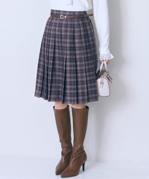 【新色追加】<大きいサイズ>ベルト付プリーツショート丈スカート marun