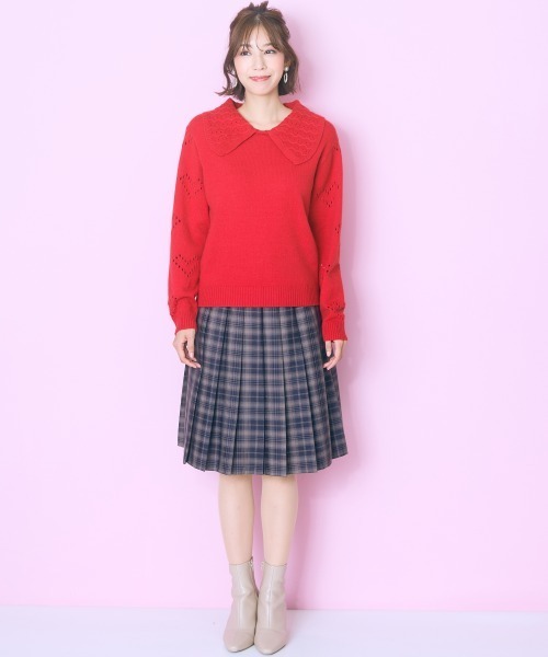 marun(マルン)の「【新色追加】<大きいサイズ>ベルト付プリーツショート丈スカート marun(スカート・レディース・グレー系/ブラウン系/グリーン系・L/LL/3L/4L/5L)」の4枚目の写真