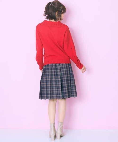 marun(マルン)の「【新色追加】<大きいサイズ>ベルト付プリーツショート丈スカート marun(スカート・レディース・グレー系/ブラウン系/グリーン系・L/LL/3L/4L/5L)」の6枚目の写真