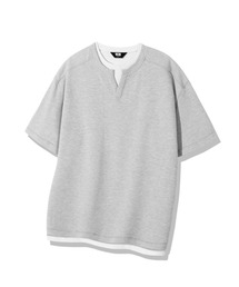 [一体型] Vネックレイヤードワッフル半袖Tシャツ_3カラー