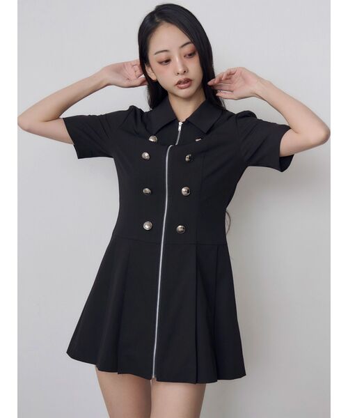 MURUA(ムルーア)の「ナポレオンライクミニワンピース(ワンピース・レディース・ブラック/カーキ/グレー・1/2)」の1枚目の写真
