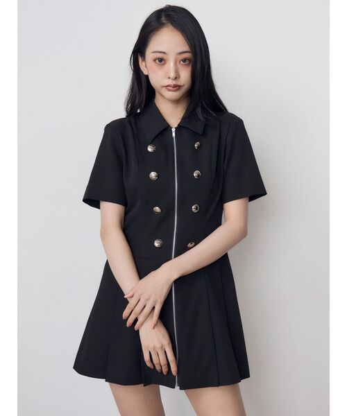 MURUA(ムルーア)の「ナポレオンライクミニワンピース(ワンピース・レディース・ブラック/カーキ/グレー・1/2)」の4枚目の写真