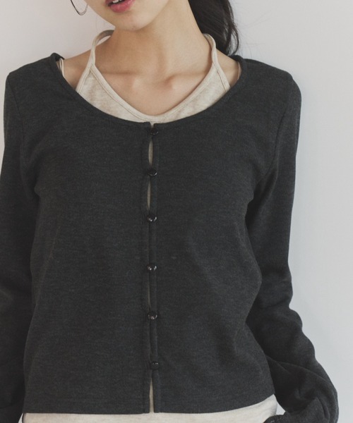 ELNEsoi(エルネソワ)の「カシミヤタッチレイヤード風tops(Tシャツ/カットソー・レディース・ベージュ/ブラック・FREE)」の12枚目の写真