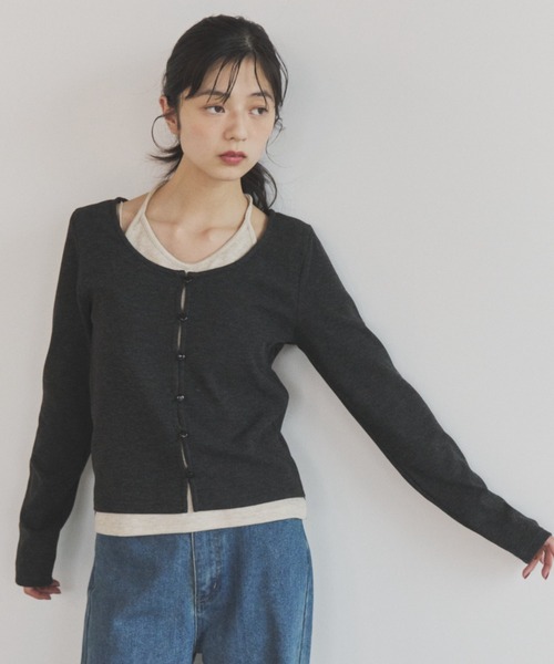 ELNEsoi(エルネソワ)の「カシミヤタッチレイヤード風tops(Tシャツ/カットソー・レディース・ベージュ/ブラック・FREE)」の17枚目の写真