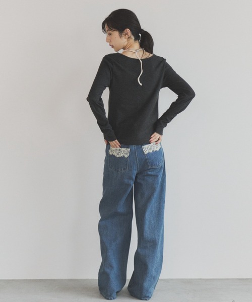ELNEsoi(エルネソワ)の「カシミヤタッチレイヤード風tops(Tシャツ/カットソー・レディース・ベージュ/ブラック・FREE)」の19枚目の写真