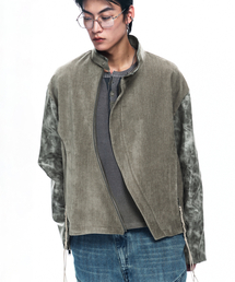 RSSC（アールエスエスシー）の「LEATHER MIX CURVED JACKET - KHAKI（ライダースジャケット）」