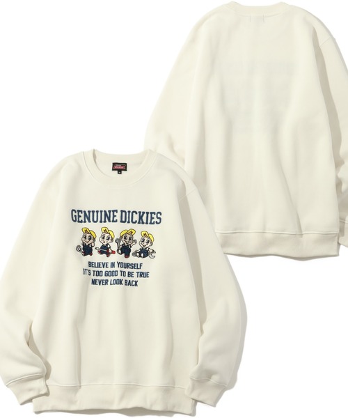 Dickies(ディッキーズ)の「【GENUINE DICKIES/ジェニュインディッキーズ】 アソート 裏起毛 刺繍&プリント クルーネック 長袖 トレーナー(スウェット・メンズ・ネイビー/ホワイト系1/ホワイト系3/ホワイト系4/ブラック系1/ブラック系2/ブラック系3/ブラック系4/ライトグレー系1/ライトグレー系2/ブラウン系1/ブラウン系2/ブラウン系3/ベージュ系1/ベージュ系2/ホワイト系2・M/L/XL)」の4枚目の写真