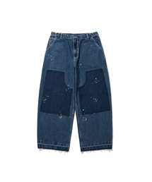 ANGLAN | Washed Painting Denim Pants - Blue(デニムパンツ)