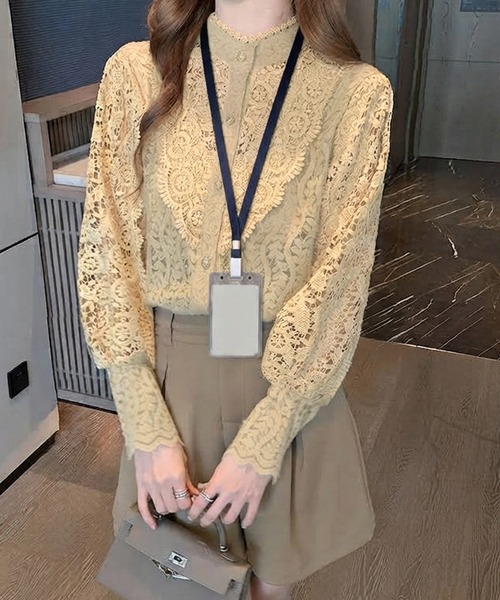 MILAE（ミレ）の「花柄モチーフ総レースブラウス（シャツ/ブラウス・レディース・ライトベージュ・S/M/L）」の2枚目の写真
